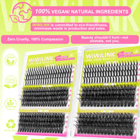 Thumbnail for Lash Clusters Kit with Spikes Lashes Clusters Wispy 60D+80D+100D+200D Manga Eyelash Clusters D Curl 456PCS Cluster Eyelash Extensions Volume 12-18mm Individual Anime Lashes Kit Bond&Seal by WiWiLINK