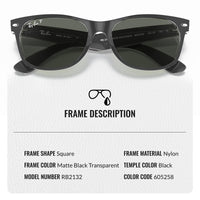 Thumbnail for Ray-Ban RB2132 NEW WAYFARER Classic Polarized Square Shape Sunglasses With Eyewear Kit Bundle - High Bridge Fit - Casual Wear Square Sunglasses