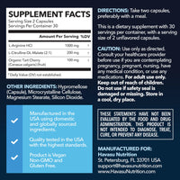 Thumbnail for L-Arginine Capsules with L-Citrulline - Nitric Oxide Supplement - L Arginine and L Citrulline Blend - 60 Count - Vegan, Non-GMO Capsules for Performance, Endurance and Muscle Support - 1 Month Supply
