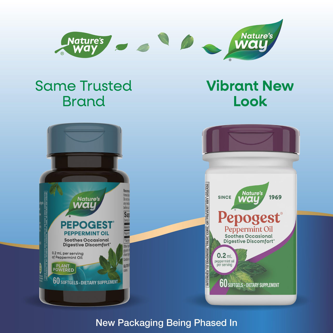 Nature's Way Pepogest Peppermint Oil, Soothes Occasional Gastrointestinal Discomfort*, Enteric Coated Peppermint Oil Softgels, 60 Softgels (Packaging May Vary)