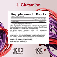 Thumbnail for Jarrow Formulas L-Glutamine 1000 mg, Dietary Supplement for Muscle Tissue, Multifunctional Amino Acid, Immune Support , 100 Easy-Solv Tablets, 50-100 Day Supply