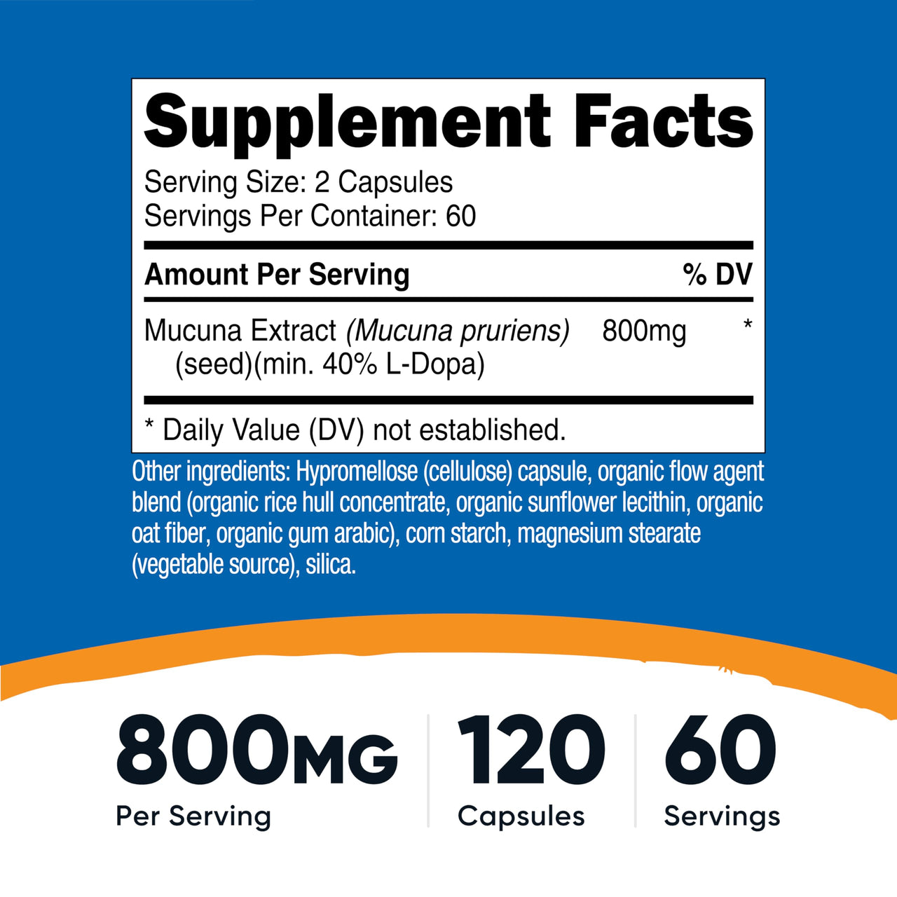 Nutricost Mucuna Pruriens 400mg, 120 Capsules - 800mg Per Serving, Veggie Caps, from Mucuna Pruriens Seed