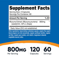 Thumbnail for Nutricost Mucuna Pruriens 400mg, 120 Capsules - 800mg Per Serving, Veggie Caps, from Mucuna Pruriens Seed