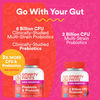 Thumbnail for SmartyPants Kids Probiotic & Prebiotic Gummies for Digestive Health: Gut Health Supplement, Clinically Studied Prebiotic for Immune Support, Strawberry, 60 Count (30 Day Supply)
