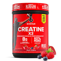 Thumbnail for Six Star Creatine Monohydrate Powder, X3 (Fruit Punch) - Flavored Creatine HCl Powder Monohydrate Supplement for Muscle Building & Performance - Post Workout Supplement for Men & Women - 30 Servings