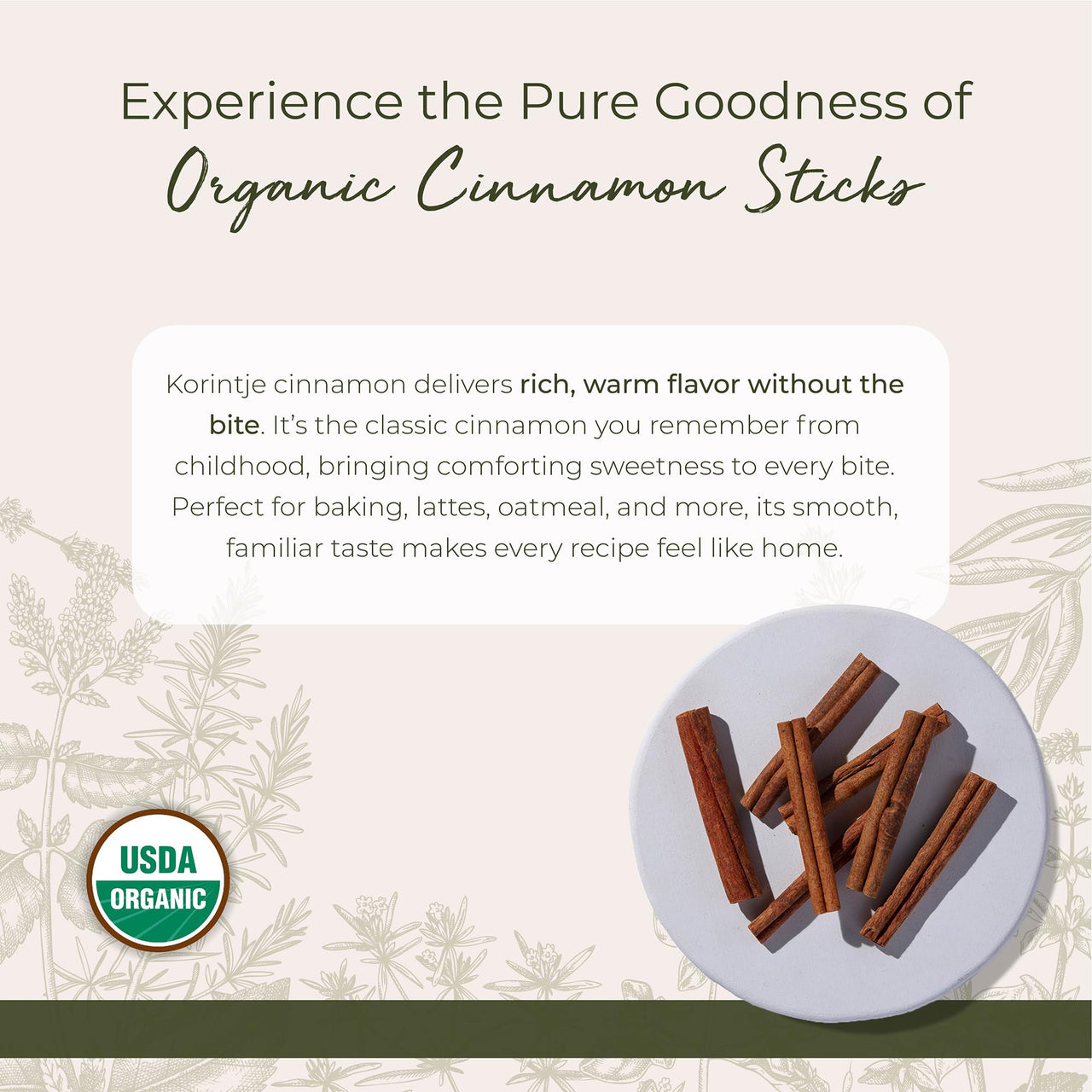 Starwest Botanicals Organic Cinnamon Sticks Whole - Spice for Tea, Cooking, & Baking, Korintje Cinnamon, Sweet & Mellow Flavor, Certified Kosher, Non-GMO - Bulk 1 lb Bag