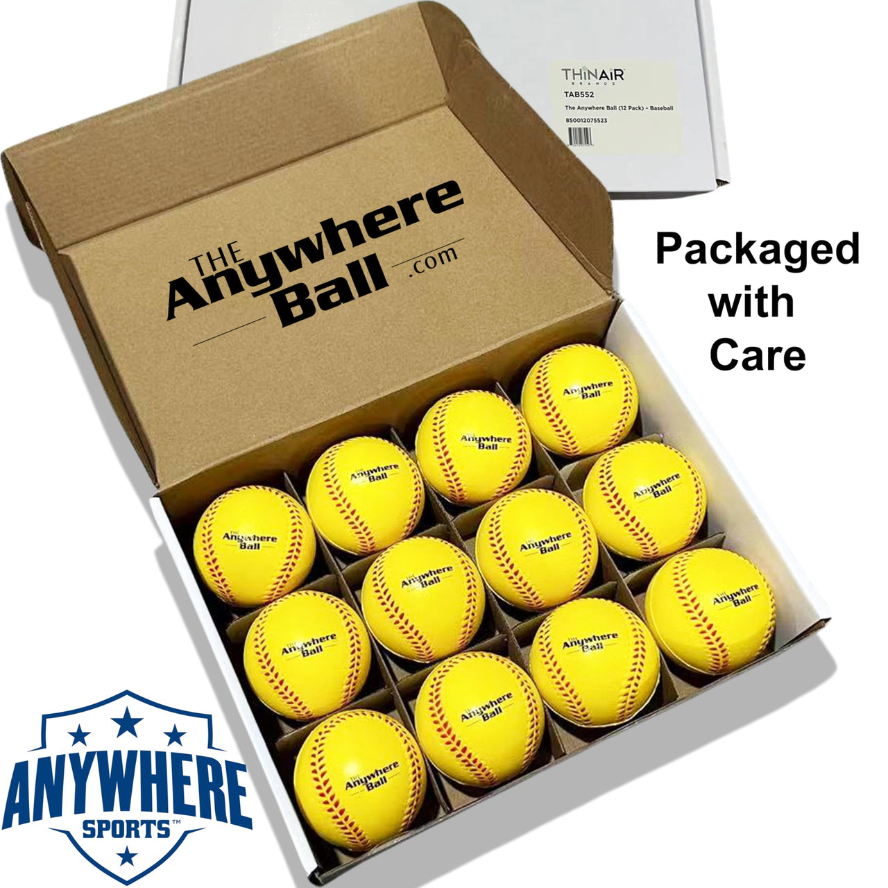 Thin Air Brands The Anywhere Ball Baseball/Softball Foam Training Ball (12 Pack)