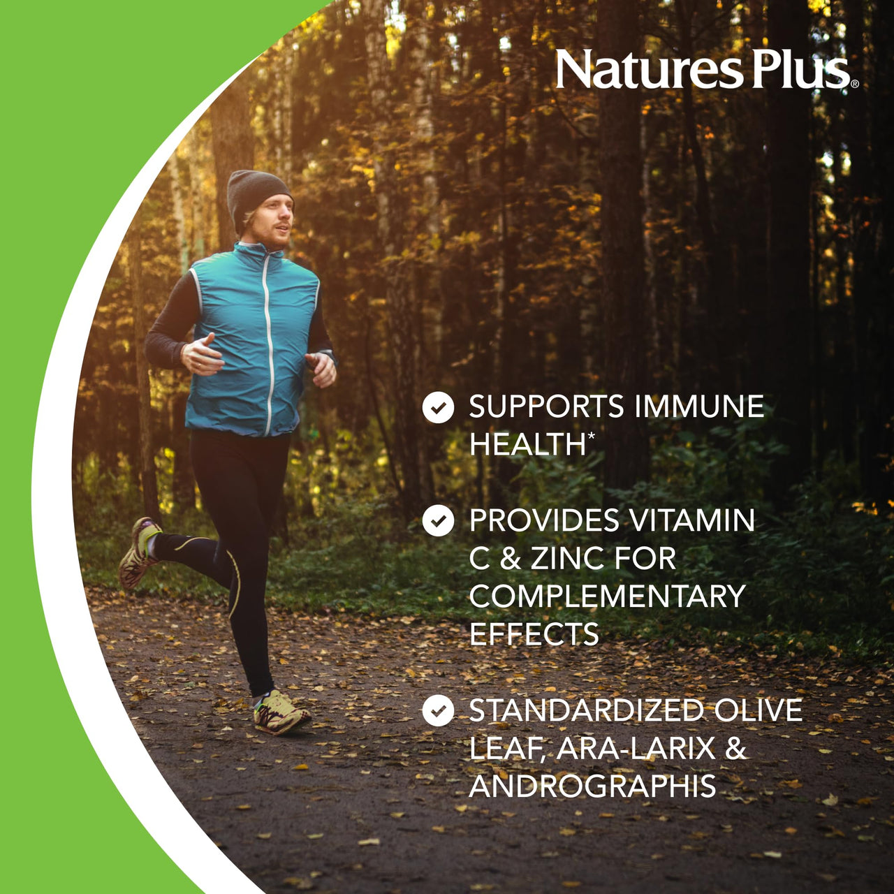 NaturesPlus Herbal Actives Tri-Immune, Extended Release - 60 Tablets - Vegetarian, Gluten Free - 30 Servings