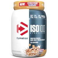 Thumbnail for Dymatize ISO100 Whey Protein Powder Isolate, Cinnamon Cereal, 25g of Protein, 5.5g BCAAs, Less Than 120 Cal., Gluten Free, 1g Fat, 1g Sugar, 2g Carb (20 Servings)