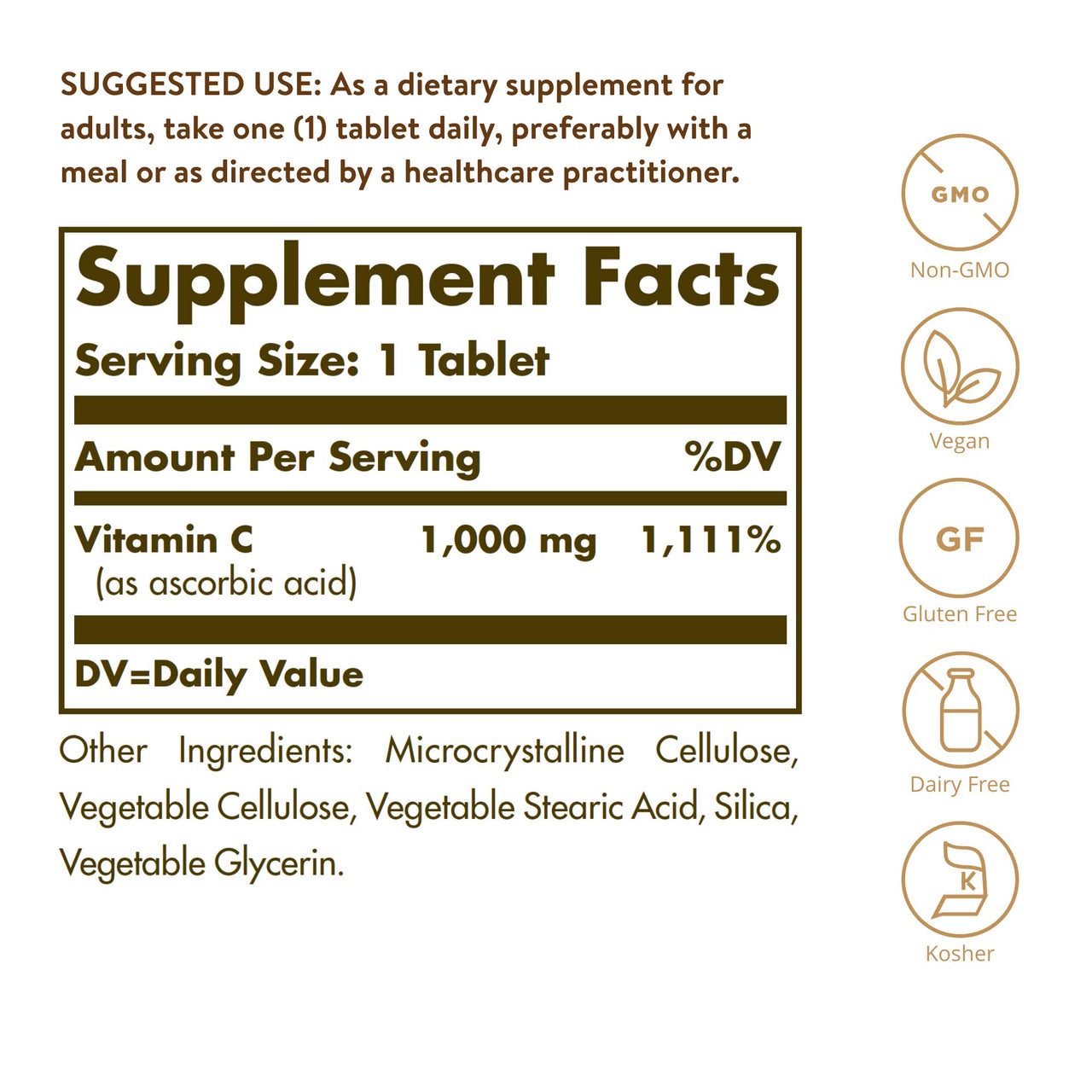 Solgar Vitamin C 1000 mg, 90 Tablets - Antioxidant & Immune Support, Overall Health, Healthy Skin & Joints - Bioflavonoids Supplement - Non-GMO, Vegan, Gluten Free, Kosher - 90 Servings