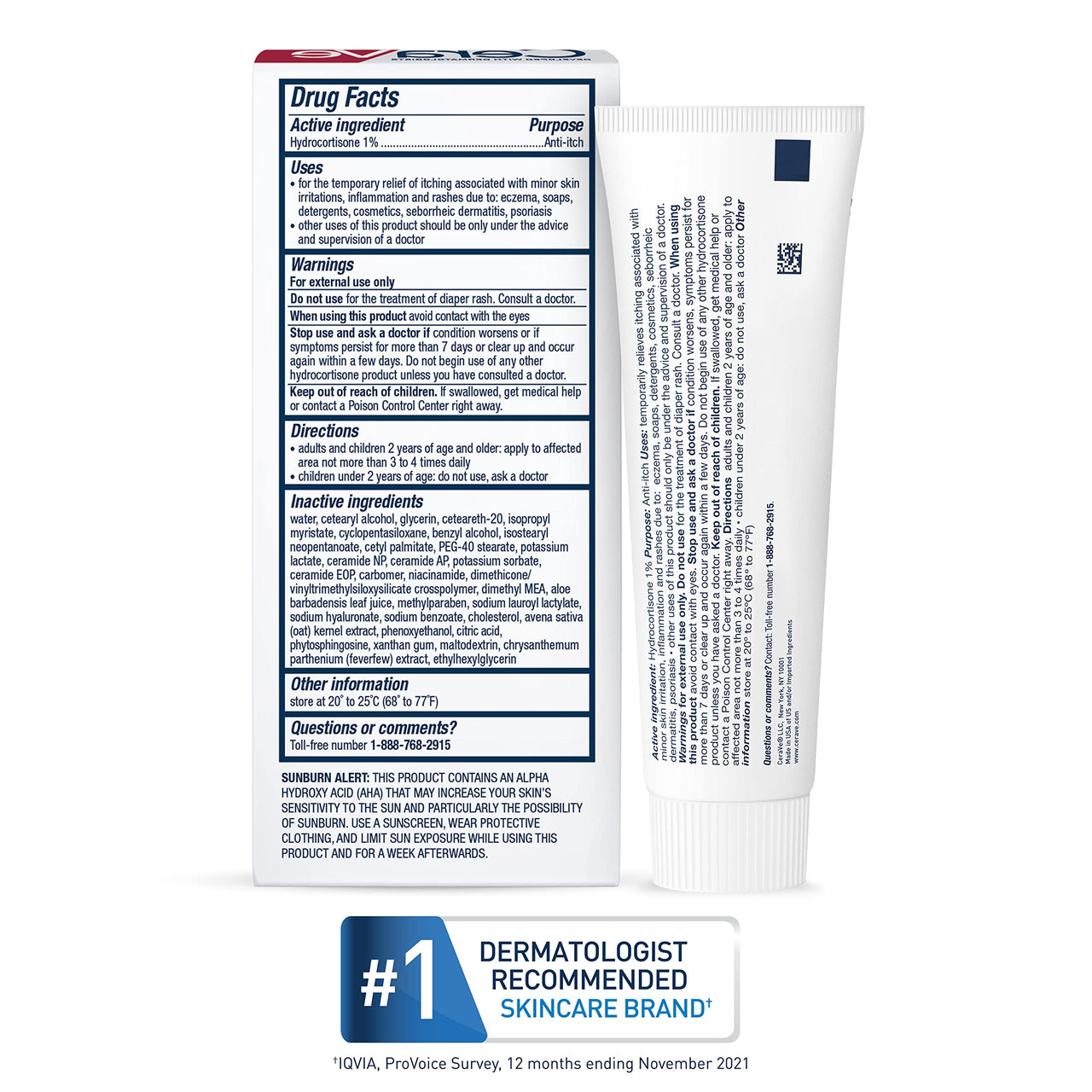 CeraVe 1% Hydrocortisone Anti-Itch Cream, Fragrance-Free Relief for Eczema-Prone & Dry Skin, 1 Ounce