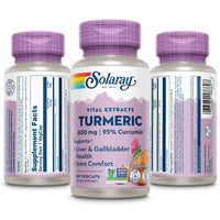 Thumbnail for SOLARAY Turmeric Supplement 600mg - Turmeric Root with 95% Curcumin - Joint Support Supplement - Joint Health, Gallbladder and Liver Support, Non-GMO, Vegan, Gluten Free, 60-Day Guarantee, 60 Servings