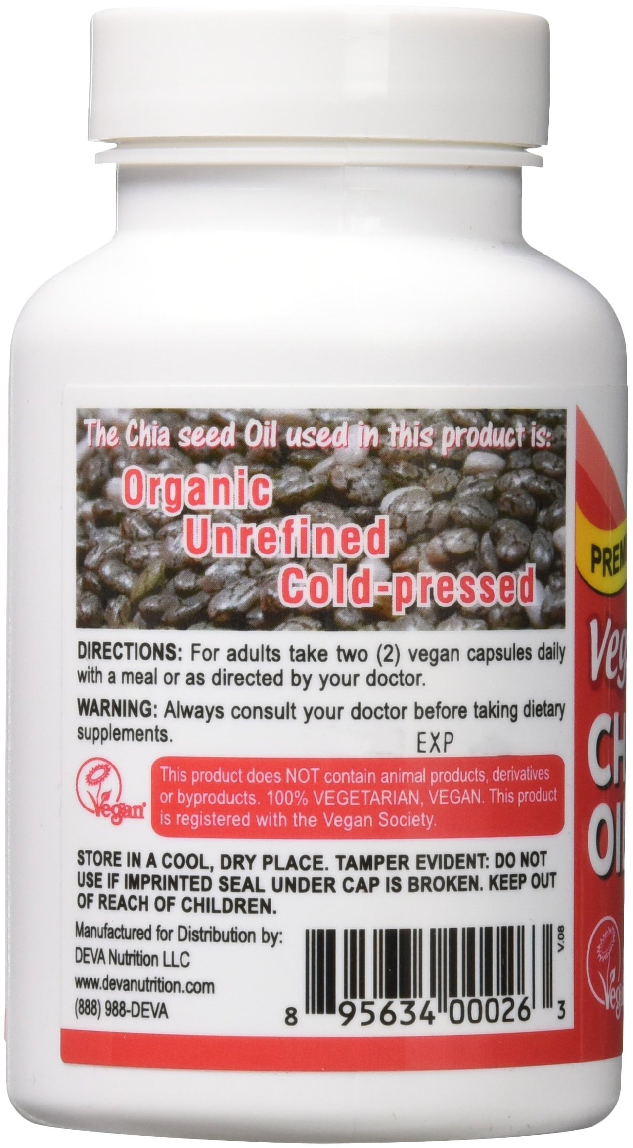 Deva Vegan Vitamins Chia Seed Oil 500 Mg Vcap, 90 Count