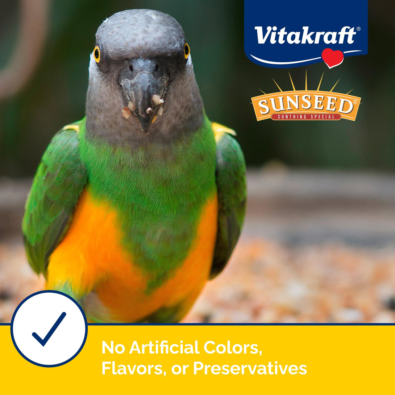 Vitakraft Sunseed Vita Prima Safflower Formula Parrot Food for Medium and Large Birds 4 lb. Bag with Seeds Grains Fruits and Veggies for Wholesome Daily Nutrition Your Parrot is Family