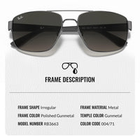 Thumbnail for Ray-Ban RB3663 Square Shape Sunglasses With Eyewear Kit Bundle - Adjustable Nose Pads - Ideal Formal and Casual Wear Square Sunglasses