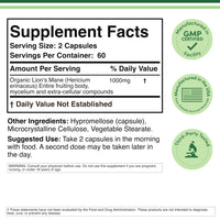 Thumbnail for Organic Lions Mane Mushroom Capsules (120 Count), for Focus Support and Immune Health, Third Party Tested and Grown in The USA - by Double Wood