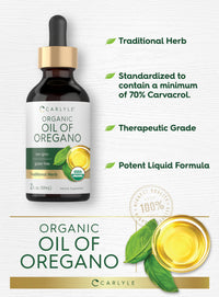 Thumbnail for Carlyle Organic Oil of Oregano Liquid Drops | 2 fl oz | Vegan Herbal Supplement | Non-GMO, Gluten Free