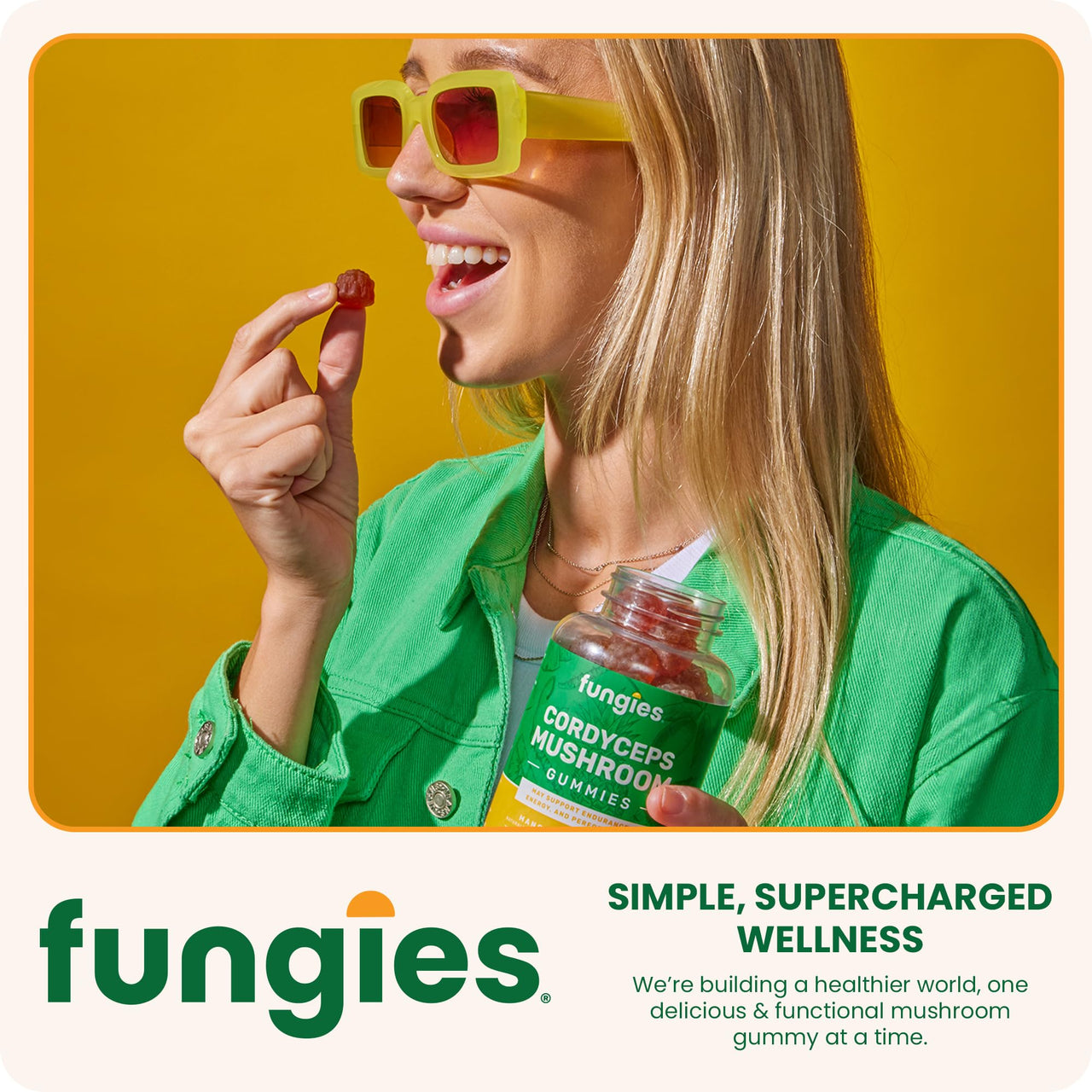 Fungies Cordyceps Mushroom Gummies, Mango & Pineapple Flavor - Mushroom Herbal Supplement Gummy for Adults Supports Endurance, Energy & Performance - Caffeine-Free Energy Gummies - 60 Servings