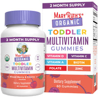 Thumbnail for MaryRuth's Organic Toddler Multivitamin Gummies | Ages 4+ | Vitamin A, C, D, E, B6, B12, Biotin, Iodine, Zinc | Immunity | Bone & Teeth Health | Skin & Vision Support | Vegan | Gluten Free | 60 Count
