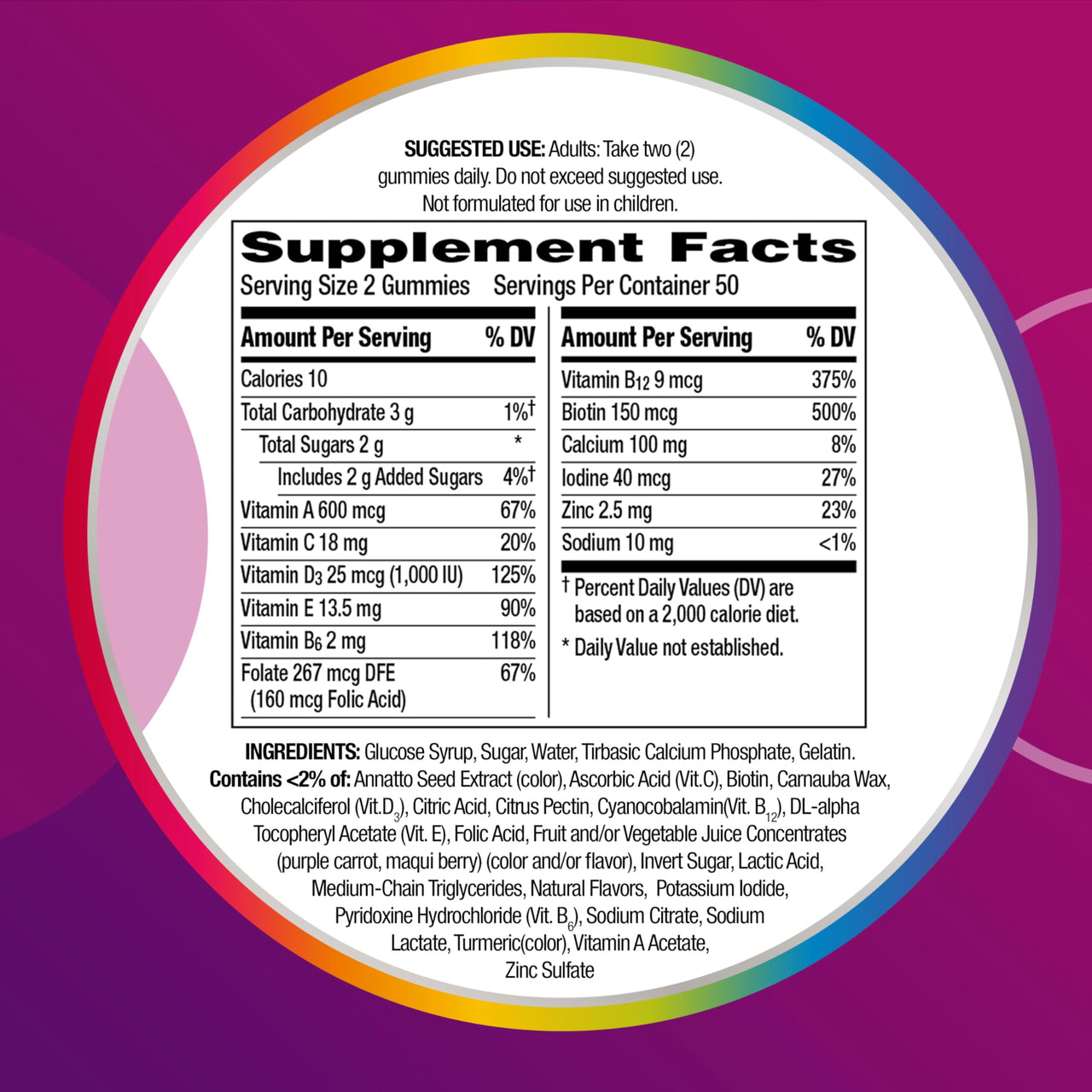Centrum MultiGummies Gummy Multivitamin for Women, Multivitamin/Multimineral Supplement with Vitamin D3, B Vitamins and Antioxidants, Assorted Fruit Flavor - 170 Count