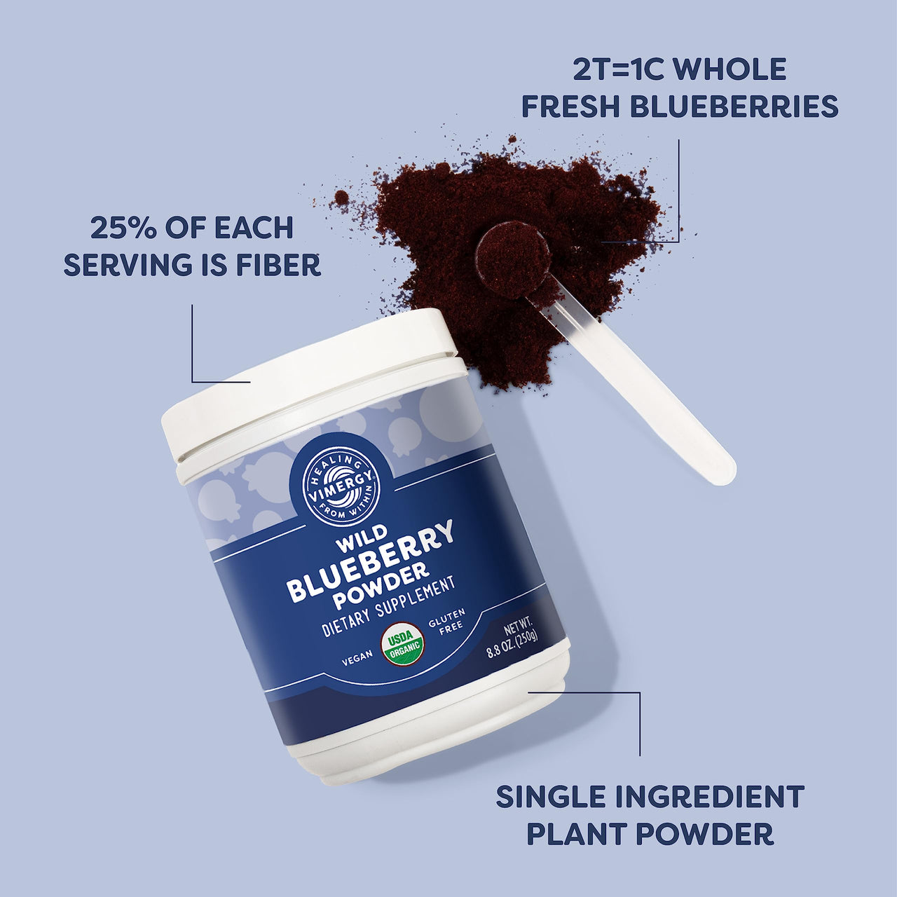 VIMERGY Barley Grass Juice Powder (250g) & Wild Blueberry Powder (250g) Kit