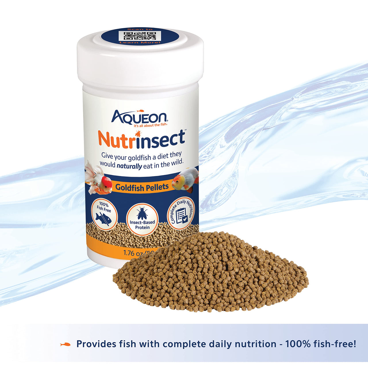 Aqueon Nutrinsect Fish-Free Fish Food, Goldfish Pellets, 1.76 oz