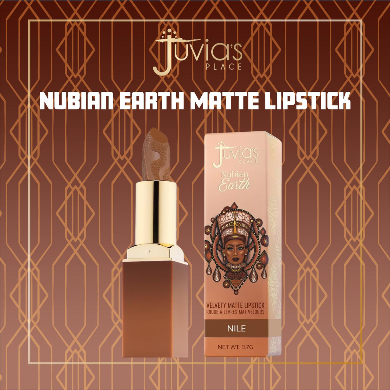 Juvia's Place Nubian Earth Matte Lipstick Nile - Hydrating & Long-lasting, Richly Pigmented Lip Makeup, Creamy Lipstick with Matte Finish, Beauty & Lip Care Product