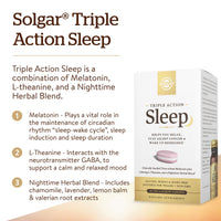 Thumbnail for Solgar Triple Action Sleep, 90 Tri-Layer Tablets - Time-Release Melatonin & L-Theanine Plus Herbal Blend - Helps You Relax - Non-GMO, Gluten Free - 90 Servings