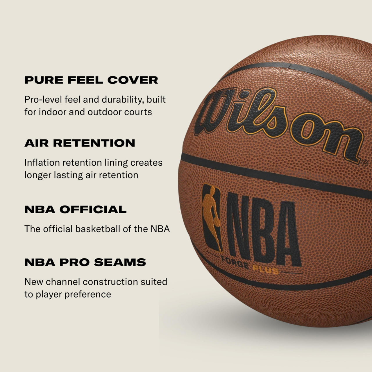 WILSON NBA Forge Plus Indoor/Outdoor Basketball - Charcoal Grey, Size 6-28.5"