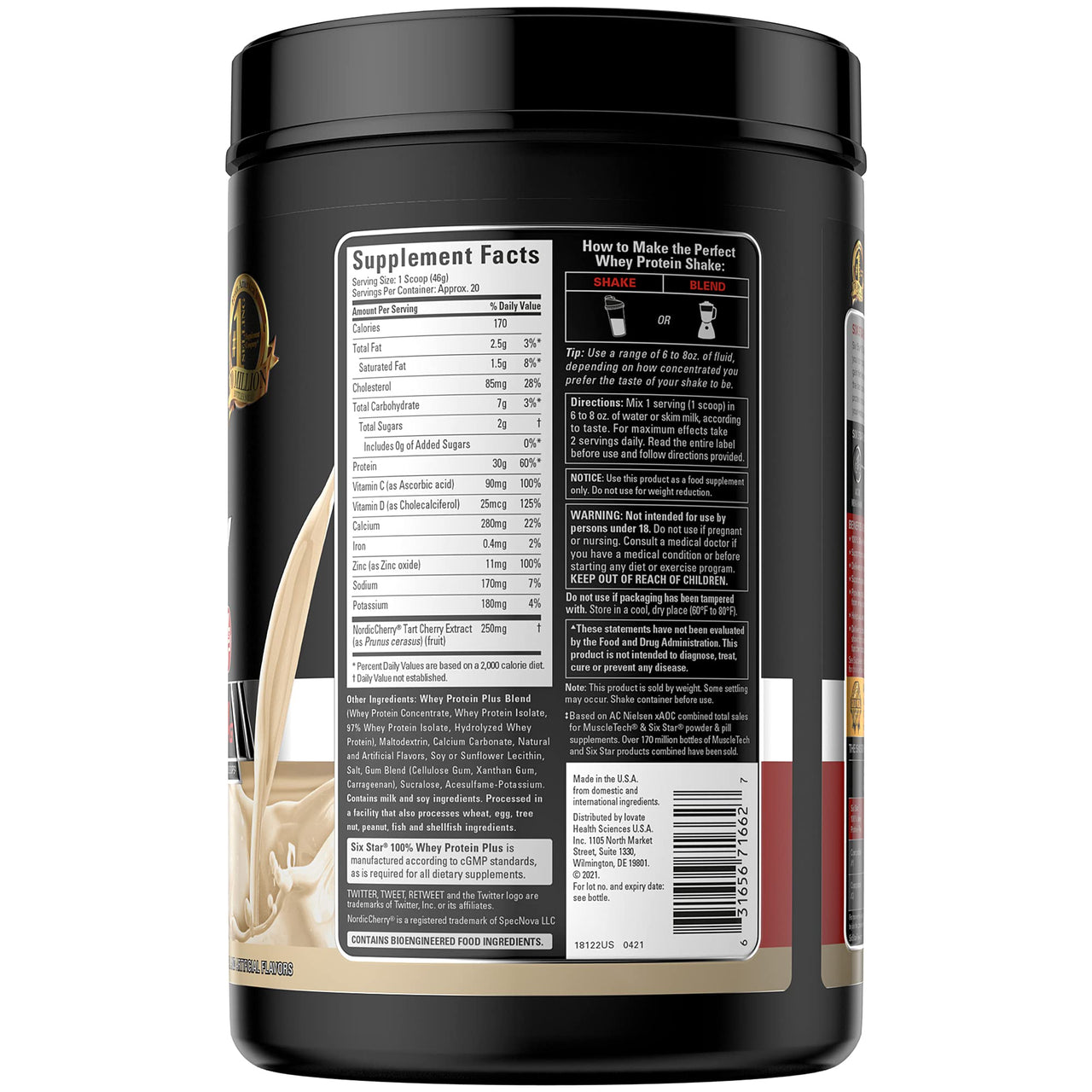 Whey Protein Powder + Immune Support | Six Star Whey Protein Plus | Whey Protein Isolate & Peptides + Muscle Builder | Lean Protein Powder for Muscle Gain & Recovery | Vanilla, 2 lbs
