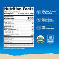 Thumbnail for Nutricost Organic Rice Protein Powder (5 LB) - Gluten-Free, GMO-Free (from Brown Rice)