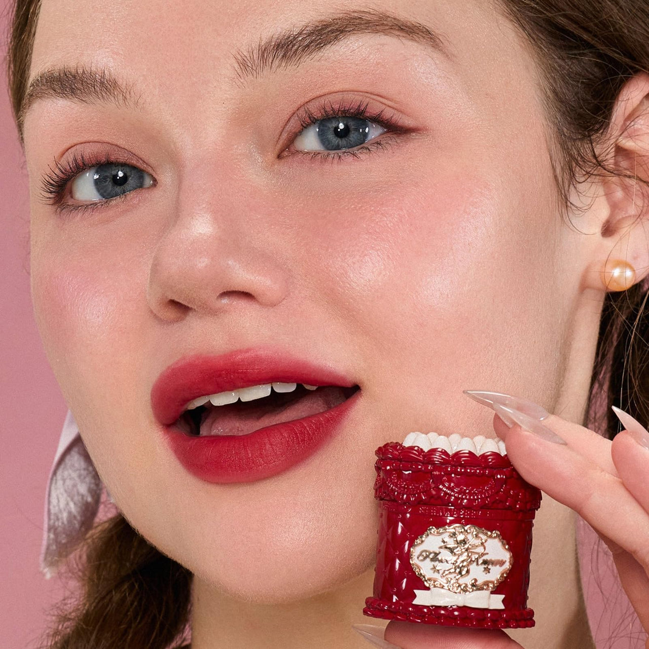 Flower Knows Strawberry Cupid Cake Lip Cream,Long Lasting Bold Red Matte Lipstick,Hydrating Lip Stain,Transfer & Smudge-Proof Velvet Liquid Lipstick for Girls&Women,0.17 Fl Oz(V08 Cranberry)