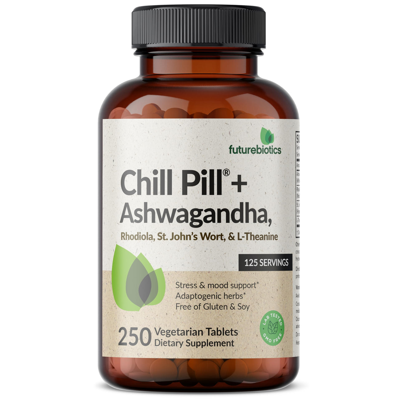 Futurebiotics Chill Pill + Ashwagandha, Rhodiola, St. John’S Wort, & L-Theanine - Non-Gmo, 250 Vegetarian Tablets