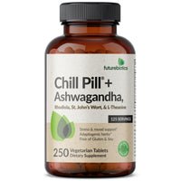 Thumbnail for Futurebiotics Chill Pill + Ashwagandha, Rhodiola, St. John’S Wort, & L-Theanine - Non-Gmo, 250 Vegetarian Tablets
