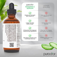 Thumbnail for PURA D'OR 20% Vitamin C Facial Serum 4 Oz - Antioxidant Blend with Retinol, Hyaluronic Acid, Vitamin E & Ferulic Acid - Hydrating Lightweight Skincare Formula - Men and Women Daily Use Skin Care Plus