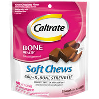 Thumbnail for Caltrate Soft Chews 600 Plus D3 Calcium Vitamin D Supplement, Chocolate Truffle - 60 Count(Packaging May Vary)