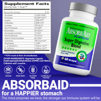 Thumbnail for AbsorbAid Platinum Digestive Enzyme Support 60 vCaps, 12 Digestive Enzymes Plus 2 Probiotics for Maximum Relief