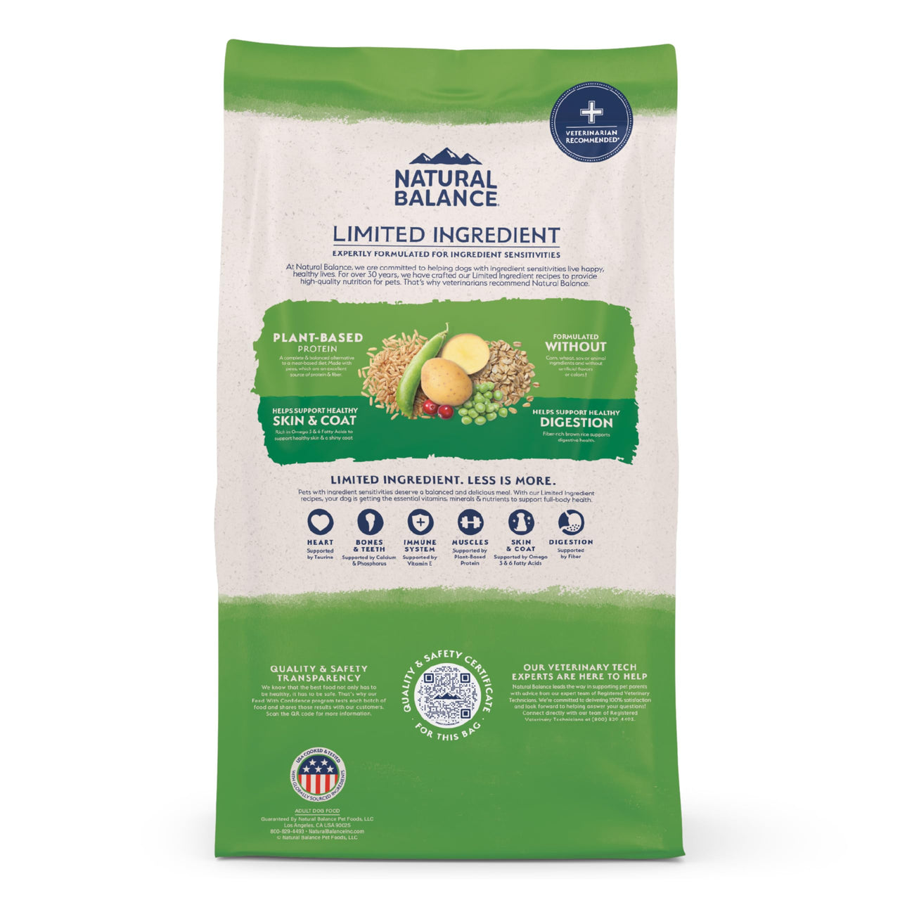 Natural Balance Limited Ingredient Adult Dry Dog Food with Vegan Plant Based Protein and Healthy Grains, Vegetarian Recipe, 4 Pound (Pack of 1)