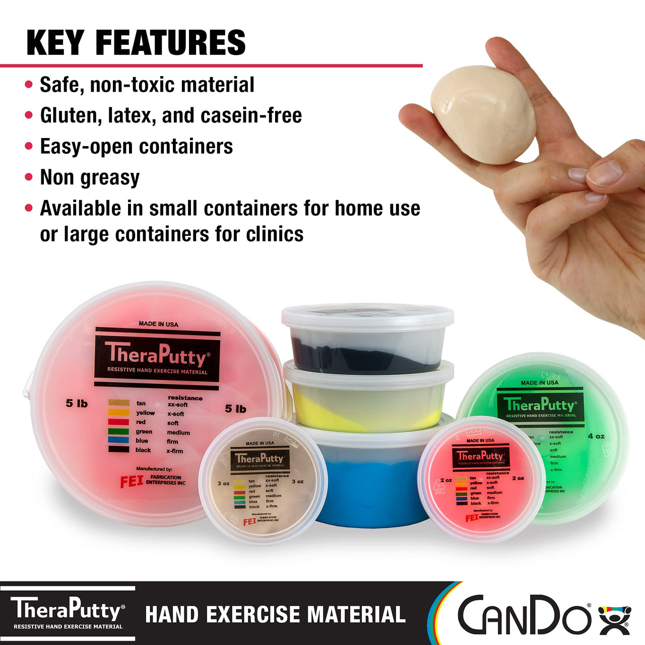 CanDo Theraputty Plus Hand Exercise Putty for Rehabilitation, Exercises, Hand Therapy, Hand Strengthening, Stress Relief - Tan 3 oz XX-Soft
