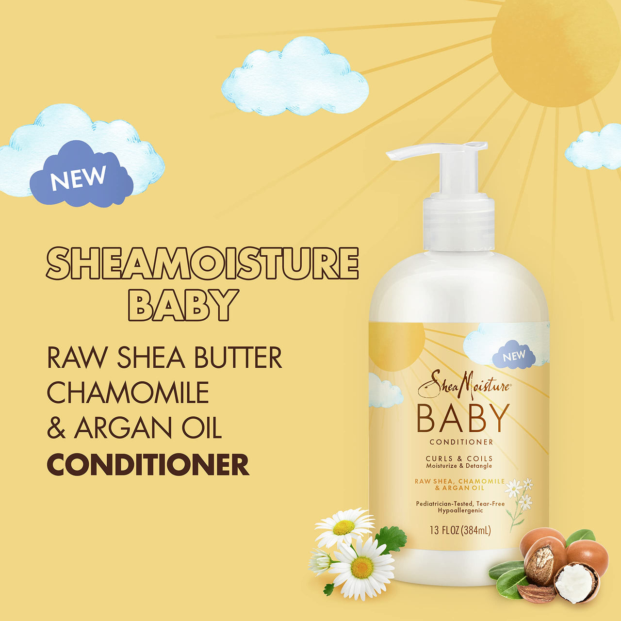 SheaMoisture Baby Conditioner for Curly Hair Raw Shea, Chamomile and Argan Oil Moisturizes and Helps Detangle Delicate Curls and Coils 13 oz