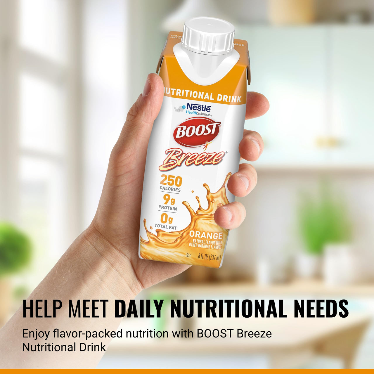 BOOST Breeze Clear Nutritional Drink - 250 Calories - 19 Vitamins & Minerals - 9 g Protein – Fortified Clear with Vitamin A & Zinc - Orange Flavor - 8 fl oz (Pack of 24)