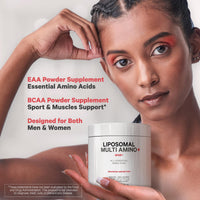 Thumbnail for Codeage Liposomal Multi Amino Powder Supplement - BCAA & EAA Supplement All 9 Essential Amino Acids, Branched-Chain Amino Acid, Pre & Post Workout, Unflavored, Liposomal Delivery, Non-GMO, 6.15 oz