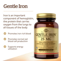 Thumbnail for Solgar Gentle Iron 25mg, 90 Vegetable Capsules - Energy, Normal Red Blood Cell Production - Gentle on the Stomach - Non-GMO, Vegan, Gluten Free, Dairy Free, Kosher - 90 Servings
