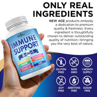 Thumbnail for NEW AGE 8 in 1 Immune Support Booster Supplement with Echinacea, Vitamin C and Zinc 50mg, Vitamin D 5000 IU, Turmeric Curcumin & Ginger, B6, Elderberry 120 Count (Pack of 2)