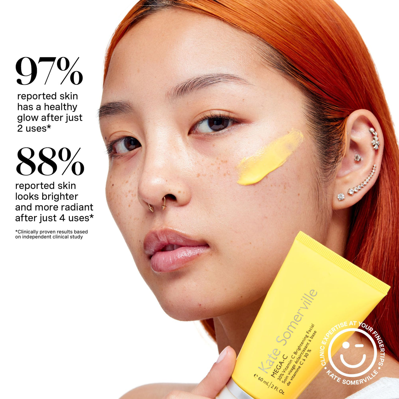 Kate Somerville Mega-C 30% Vitamin C Brightening Facial Mask – Clinic-Grade Treatment to Brighten, Even Skin Tone & Firm, 2 Fl Oz
