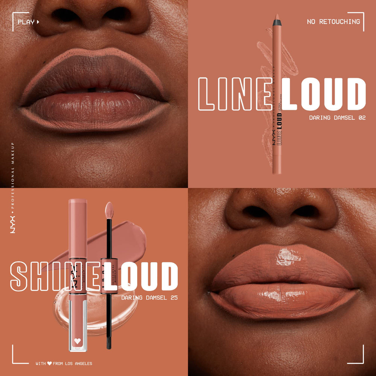 NYX PROFESSIONAL MAKEUP Line Loud Lip Liner, Longwear and Pigmented Lip Pencil with Jojoba Oil & Vitamin E - Daring Damsel (Light Warm Peach Nude)