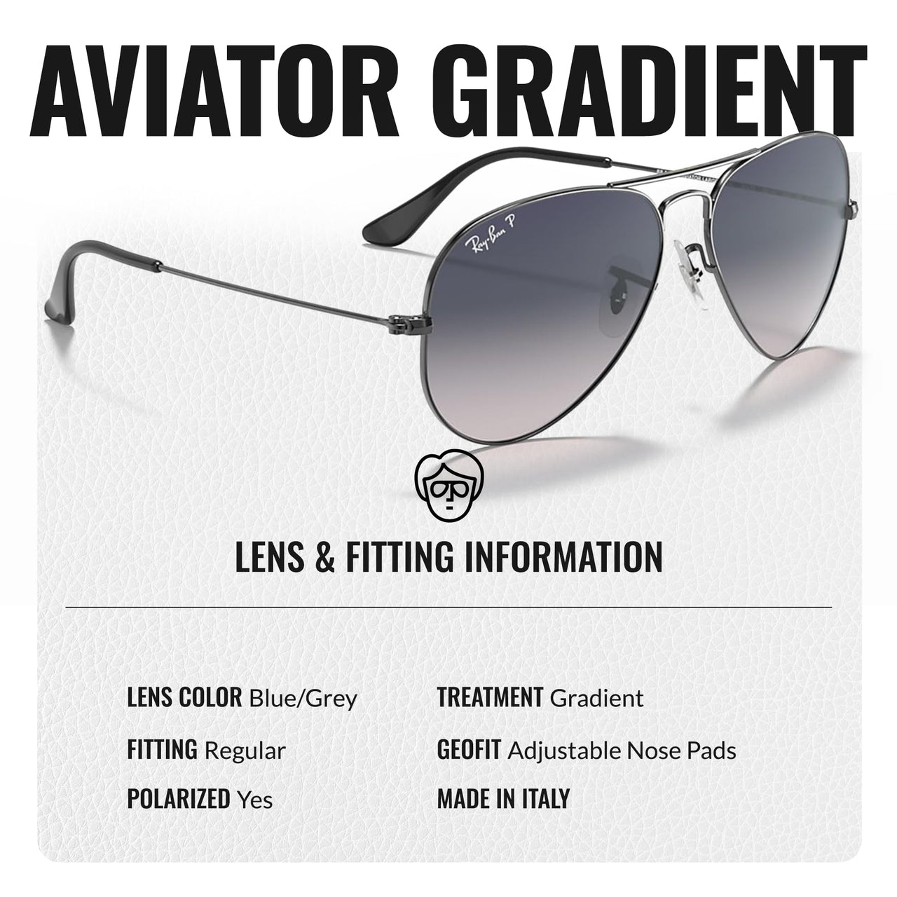 Ray-Ban RB3025 Classic Gradient Polarized Aviator Shape Sunglasses With Eyewear Kit Bundle - Adjustable Nose Pads - Ideal Formal and Casual Wear Retro Sunglasses