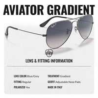 Thumbnail for Ray-Ban RB3025 AVIATOR CLASSIC POLARIZED Pilot Shaped Sunglasses for Men & Women – Includes Official Rayban Eyewear Kit – Ideal Formal & Casual Wear Sunglasses – Blue/Grey Lens