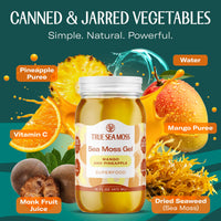 Thumbnail for TrueSeaMoss Sea Moss Gel – Made in USA – Wildcrafted Seamoss, Fruits & Jarred Vegetables – Mango/Pineapple, Pack of 1 (Labels may Vary)