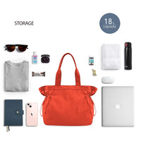 Thumbnail for ODODOS 18L Side-Cinch Shopper Bags Lightweight Shoulder Bag Tote Handbag for Shopping Workout Beach Travel, Spicy Orange
